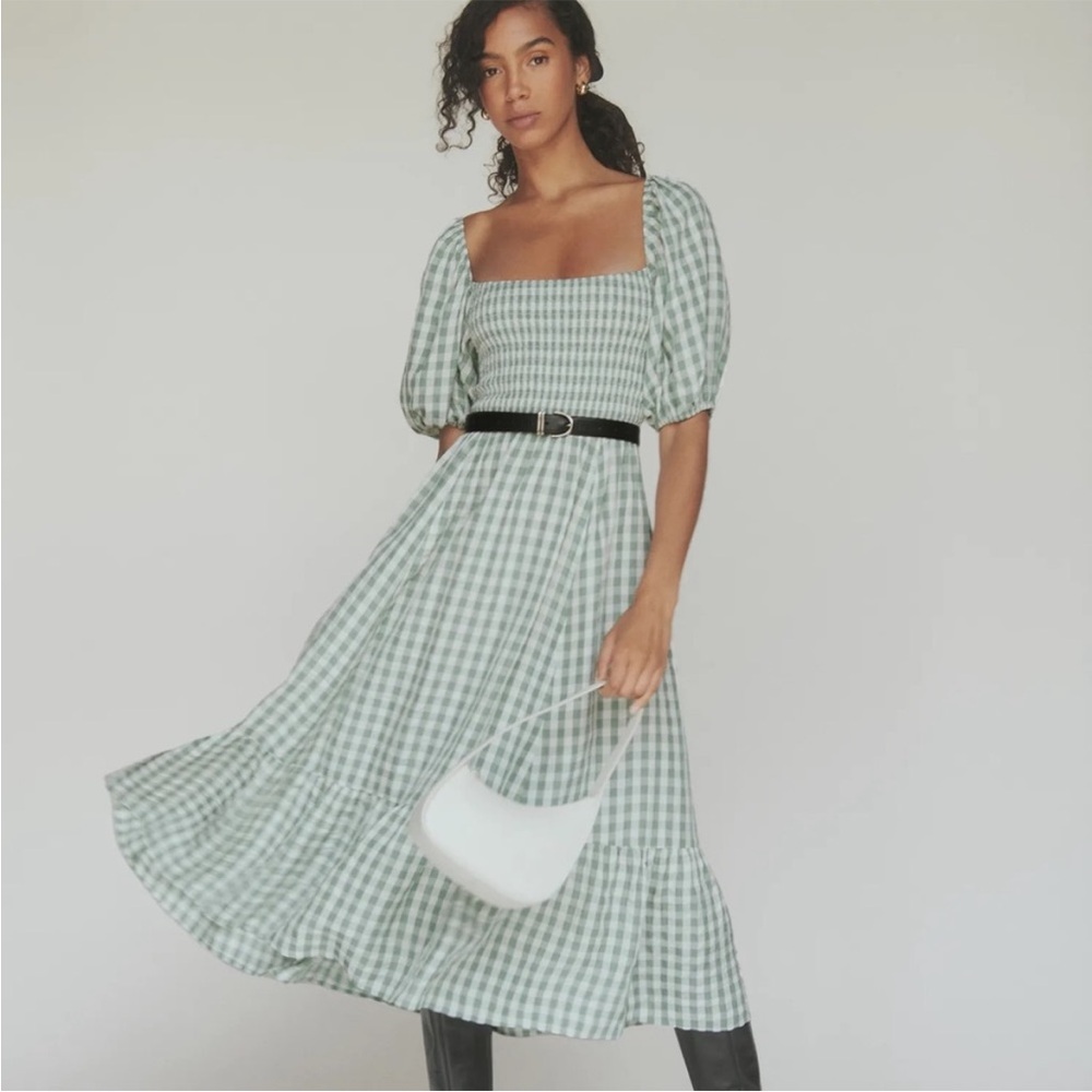 Reformation Rupert Smocked midi dress
